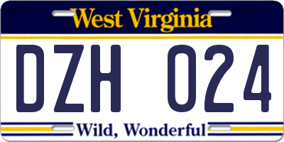 WV license plate DZH024