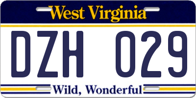 WV license plate DZH029