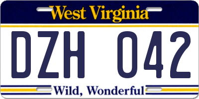 WV license plate DZH042