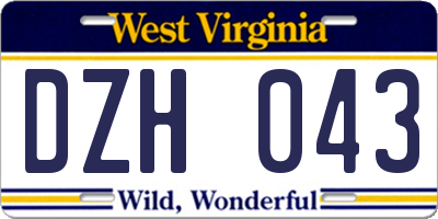 WV license plate DZH043