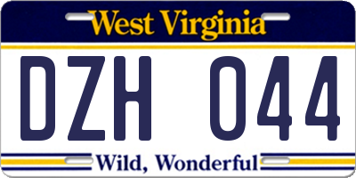 WV license plate DZH044