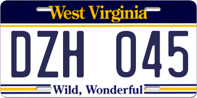 WV license plate DZH045