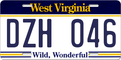 WV license plate DZH046