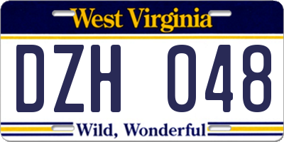 WV license plate DZH048