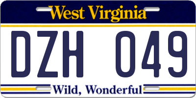 WV license plate DZH049