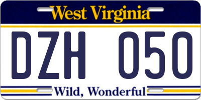 WV license plate DZH050
