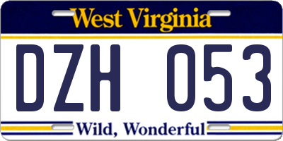 WV license plate DZH053