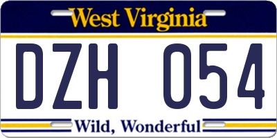 WV license plate DZH054