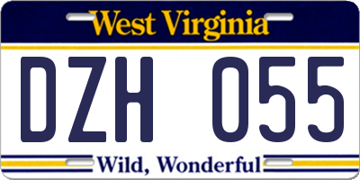 WV license plate DZH055