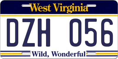 WV license plate DZH056