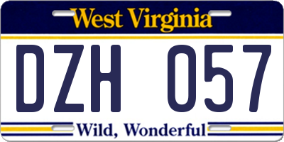 WV license plate DZH057