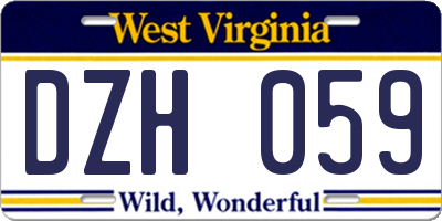 WV license plate DZH059