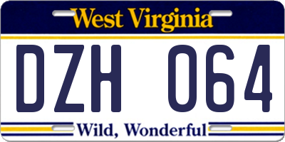 WV license plate DZH064