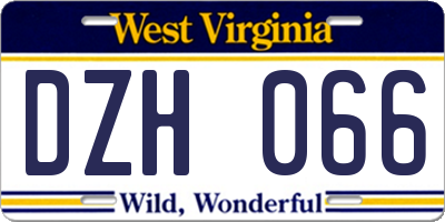 WV license plate DZH066