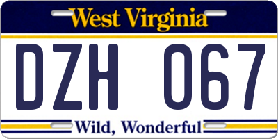 WV license plate DZH067
