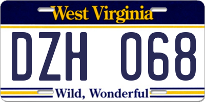 WV license plate DZH068