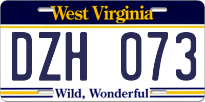WV license plate DZH073