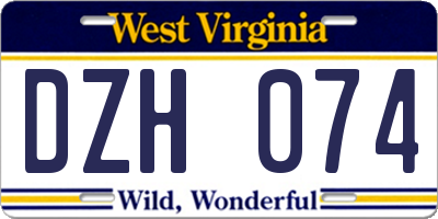 WV license plate DZH074