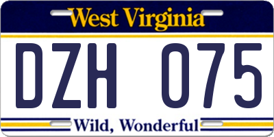 WV license plate DZH075