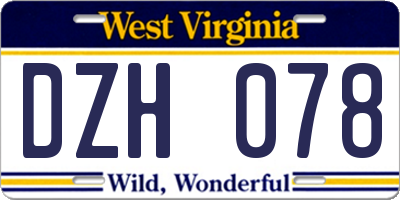 WV license plate DZH078