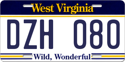 WV license plate DZH080