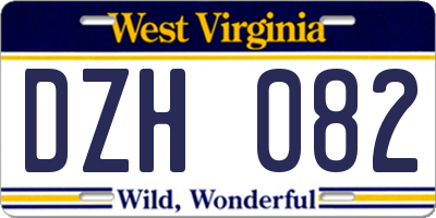 WV license plate DZH082