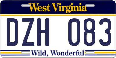 WV license plate DZH083