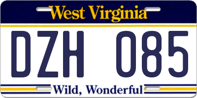 WV license plate DZH085