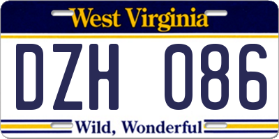 WV license plate DZH086