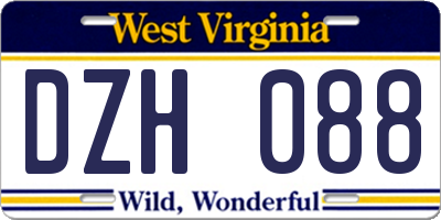 WV license plate DZH088