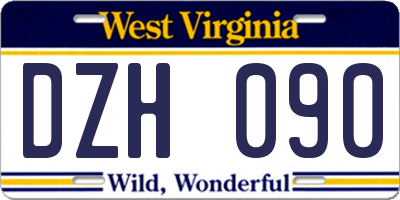 WV license plate DZH090