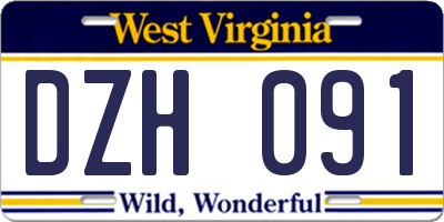 WV license plate DZH091