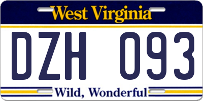 WV license plate DZH093