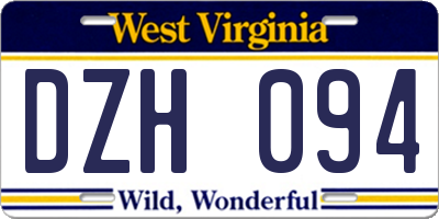 WV license plate DZH094