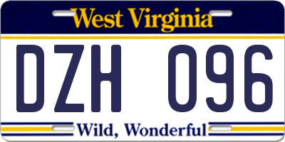 WV license plate DZH096