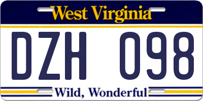 WV license plate DZH098