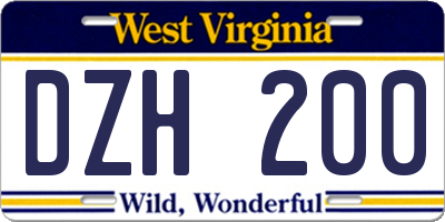 WV license plate DZH200