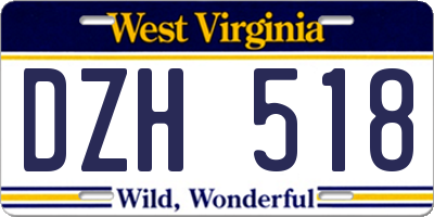 WV license plate DZH518