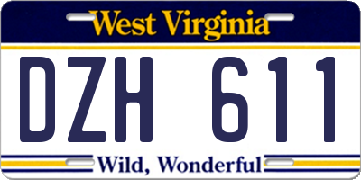 WV license plate DZH611
