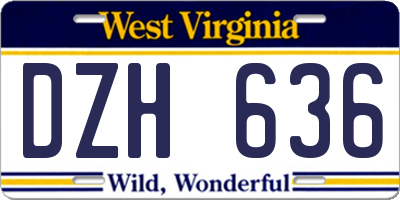 WV license plate DZH636