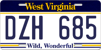 WV license plate DZH685