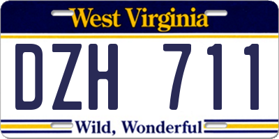 WV license plate DZH711