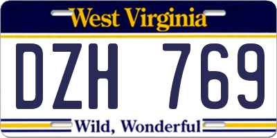 WV license plate DZH769