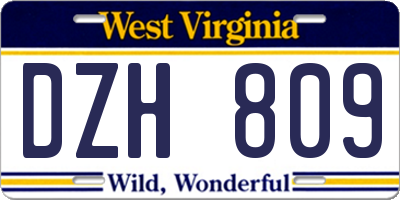 WV license plate DZH809