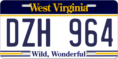 WV license plate DZH964