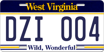WV license plate DZI004