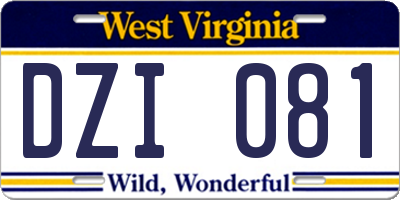 WV license plate DZI081