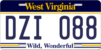 WV license plate DZI088