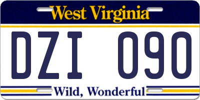 WV license plate DZI090