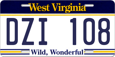 WV license plate DZI108